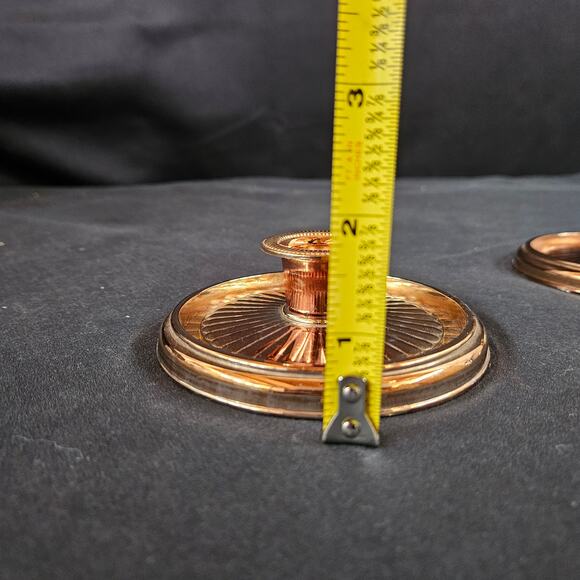 Vintage Low Brass Candlestick Holders Set of 2 Made in Japan MCM - Picture 7 of 7